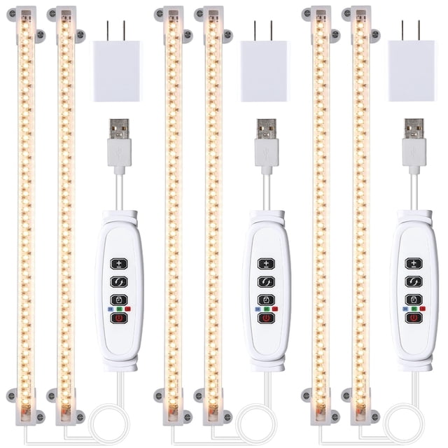 Tiras de luz LED para cultivo RWNTAO, espectro completo, 20 W, 3 cabezales, 33 cm