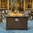 thumbnail image 4 of Homrest 44in Outdoor Propane Gas Fire Pit Table, 50,000 BTU with Glass Wind Guard, Brown PE Rattan, 4 of 11