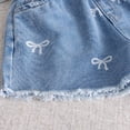 thumbnail image 5 of Eltusu Girls Denim Shorts, Relaxed Fit Elastic Waist Casual Printed Summer Jean Shorts Blue Size 4-5 T, 5 of 7