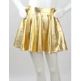 thumbnail image 3 of Moggemol Kids Girls Glossy Metallic A Line Mini Skort Skirt for Skater Scooter Dance Gymnastics Gold 12, 3 of 6