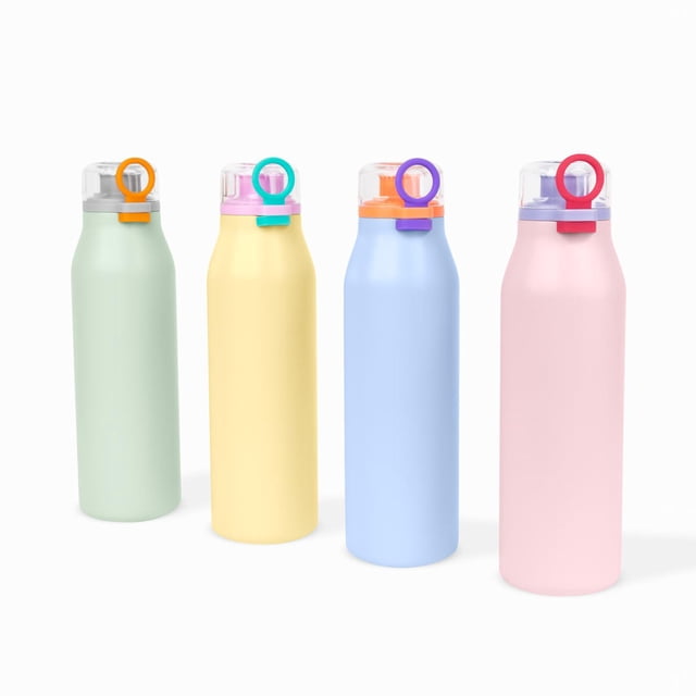 Paquete con 10 piezas de Termo metálico con diseño bicolor moderno amarillo 7.4 x 25