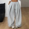 thumbnail image 6 of WULMLEO Wide Leg Sweatpants for Women Baggy Casual Drawstring Pleated Sweat Pants Gray XL, 6 of 8