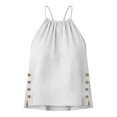 thumbnail image 5 of Womens Summer Tops Sexy Loose Pleated Back Side Split Sleeveless Halter Tops for Women White L, 5 of 9