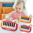 thumbnail image 1 of Portable Mini Piano Keyboard Toy | Multifunctional Musical Instrument with Lights & Sounds - Piano Saxophone Violin Modes - Handheld Educational Learning Piano | 16x10cm | Plastic | Red/Orange, 1 of 6