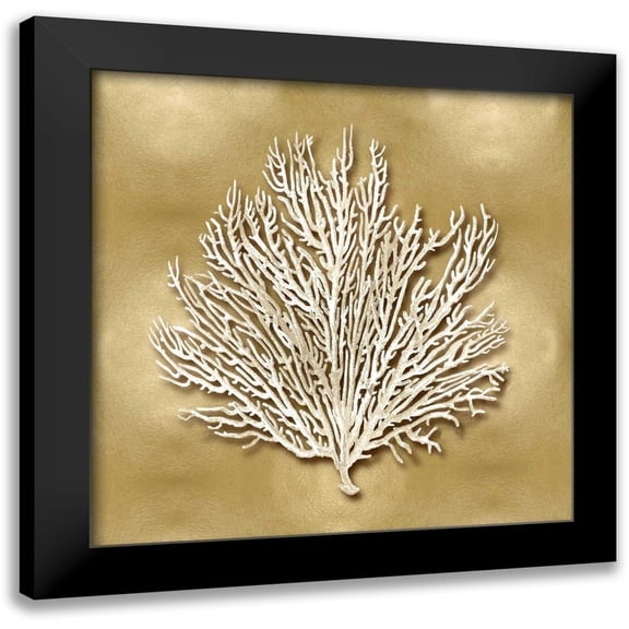 Kelly, Caroline 12x12 Black Modern Framed Museum Art Print Titled - Sea Fan on Gold I