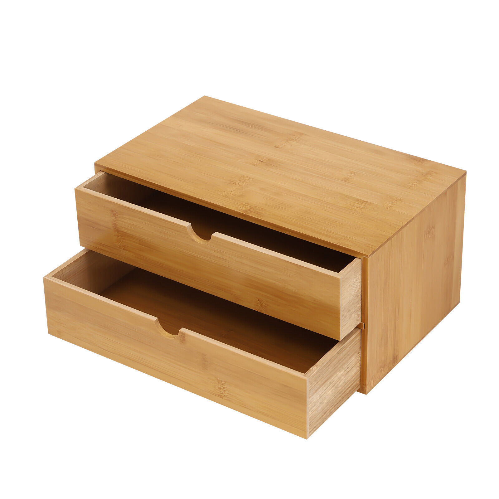 Bamboo Desk Organizer with 2 Drawers, Desktop Office Bamboo Organizer 2 Drawers Shelf for Storage,12.99*7.48*6.3in