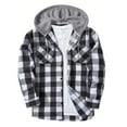 thumbnail image 2 of JIUKE Hoodies Shirts for Men Plaid Flannel Shirts Fall Casual Long Sleeve Button down Lightweight Shackets, 2 of 7