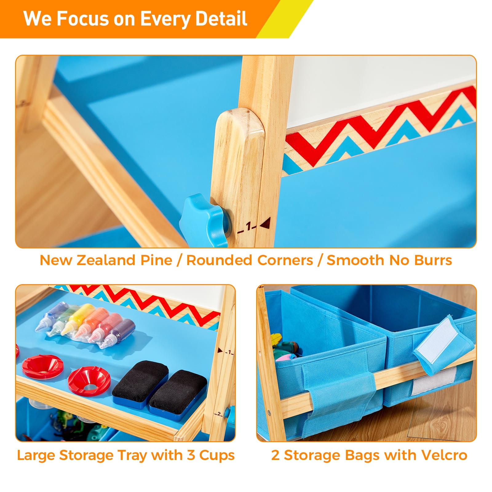 FUNLIO Art Easel for Kids Aged 2-8, 3-Level Height Adjustable, All-in-One Standing Easel with Paper Roll