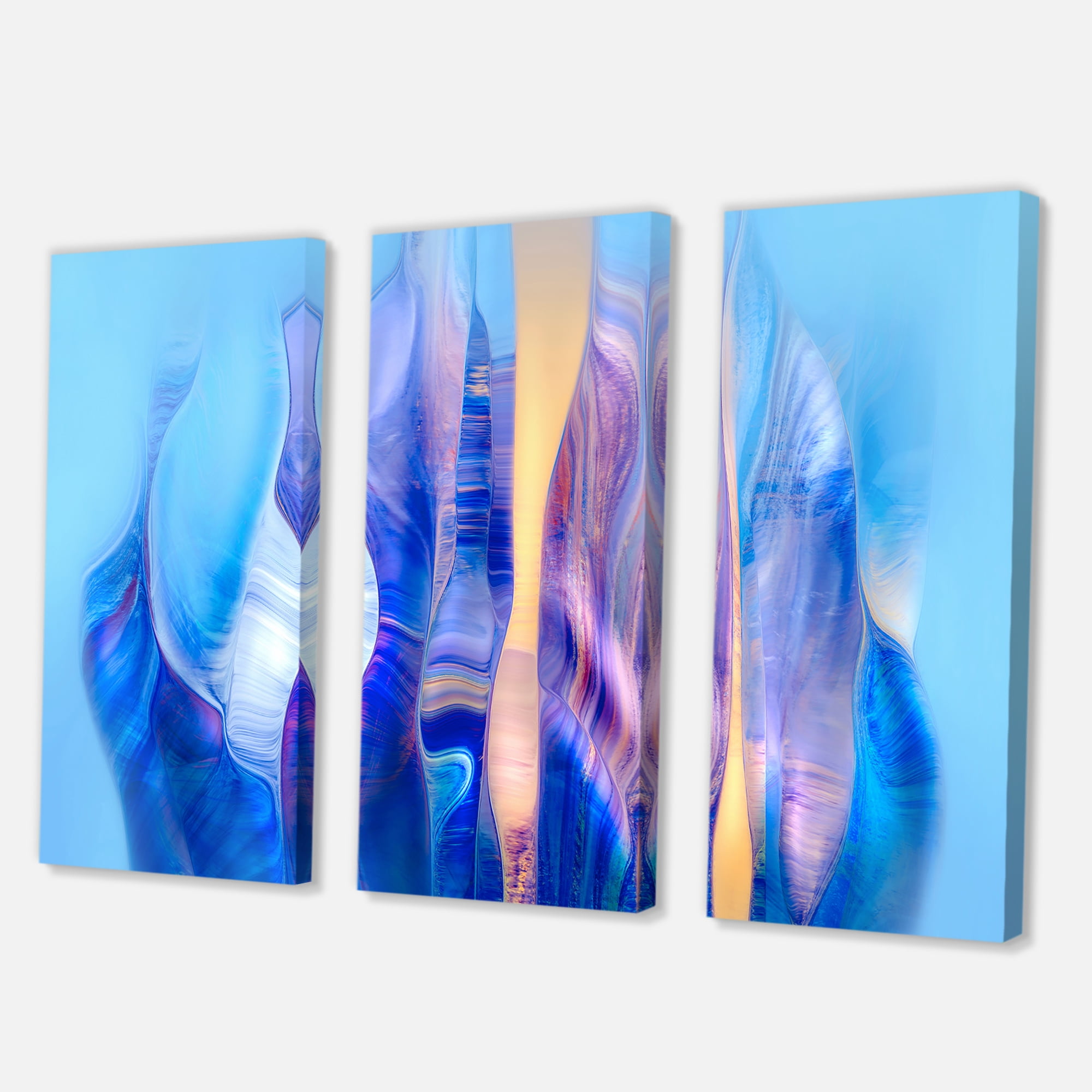 Designart ' Abstract Colorful Twisted Wavy Shape In Motion ' Modern Canvas Wall Art Print