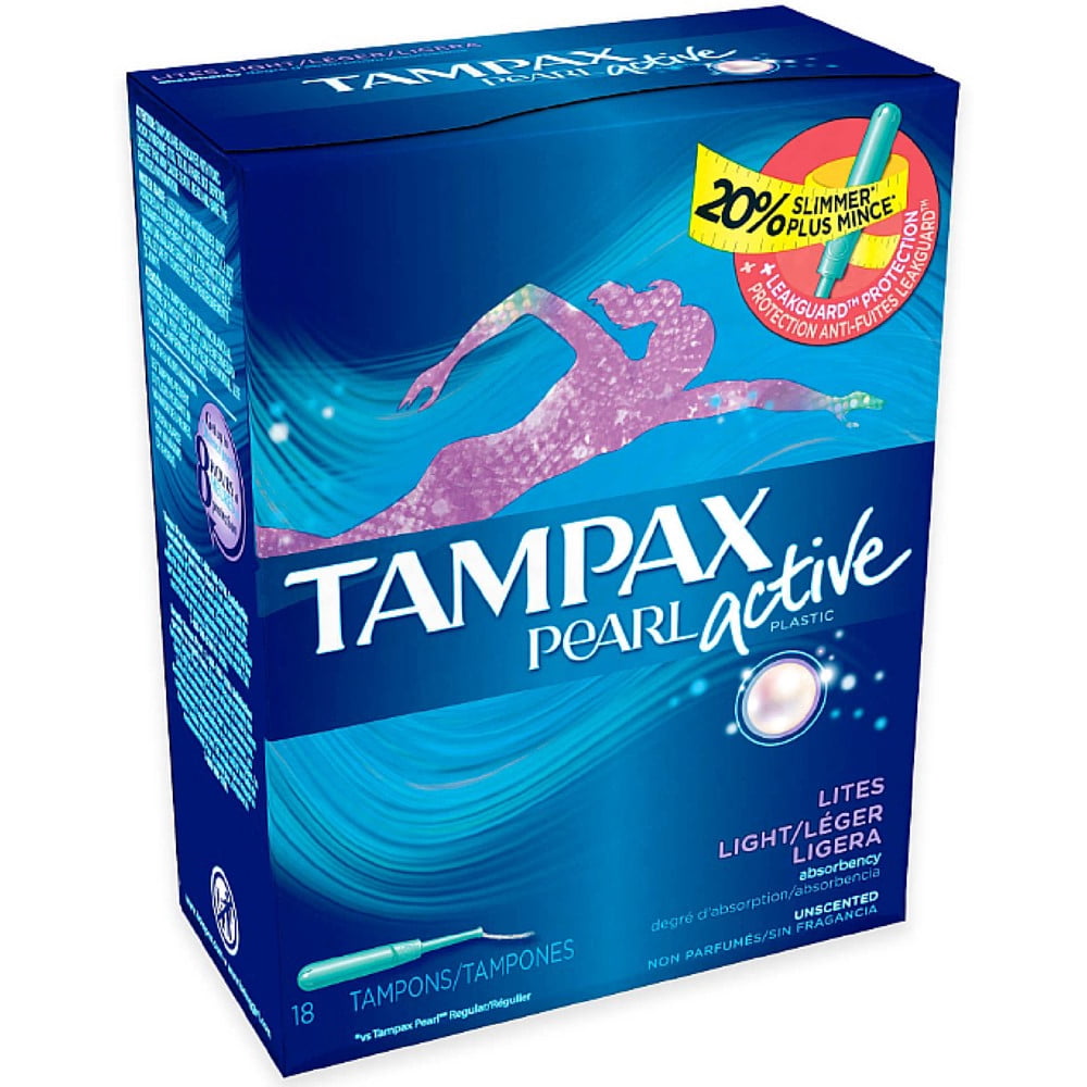 Tampax Pearl Active Tampons Light Unscented 18 Each (Pack of 2)