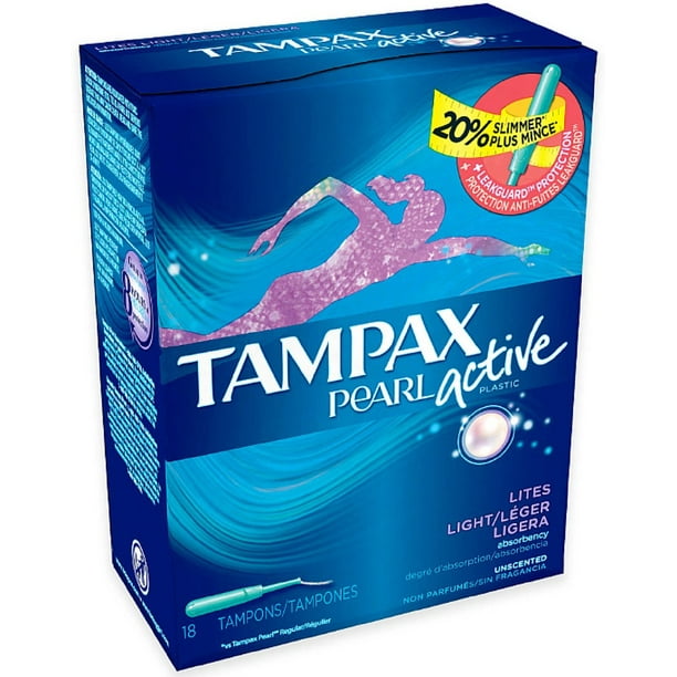 Tampax Pearl Active Tampons Light Unscented 18 Each (Pack of 2)