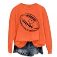 thumbnail image 3 of Holzkary Game Day Sweatshirts for Women Football Sweatshirts Funny Football Graphic Crewneck Long Sleeve Pullover Tops American Football Print Solid Color Round Neck Ladies Sweatshirt Orange S, 3 of 5
