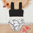 thumbnail image 4 of Fesfesfes Girls Summer Swimsuits Casual Cute Floral Print Double Ruffle Sling Swimwear Beach Swimsuits Split Two-Piece Bikini Sets, 4 of 8