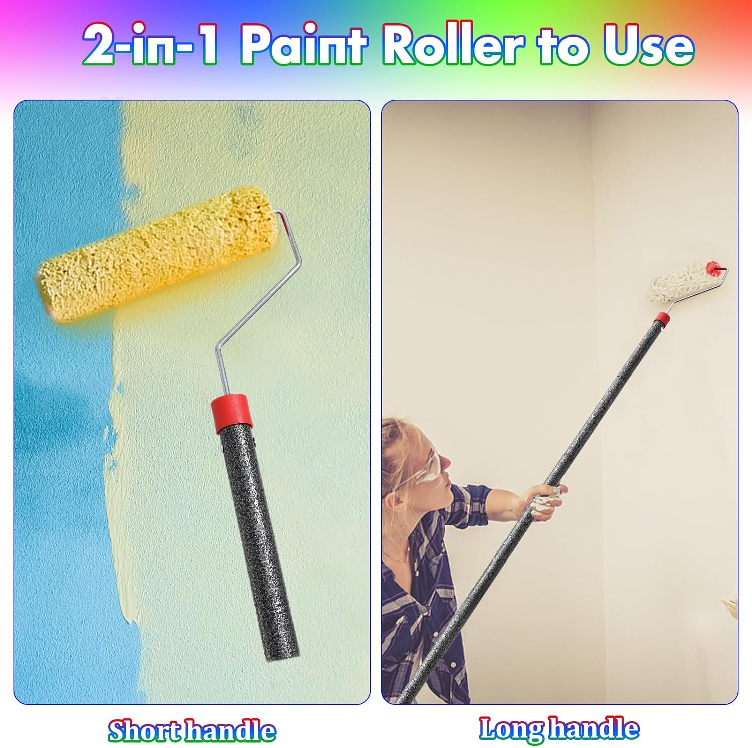 Paint Roller Kit with 4 Ft Extension Poles and Microfiber Covers photo 5