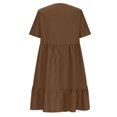 thumbnail image 4 of Casual Dresses for Women Summer 2025 Trendy Short Sleeve V Neck A Line Pleated Ruffle Flowy Loose Midi Beach Dress, 4 of 8
