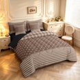thumbnail image 2 of Manfei Retro Grid 7-Piece King Bedding,Kawaii Polka Dot King Bed in a Bag,Brown Gray,Black Reversible, 2 of 7
