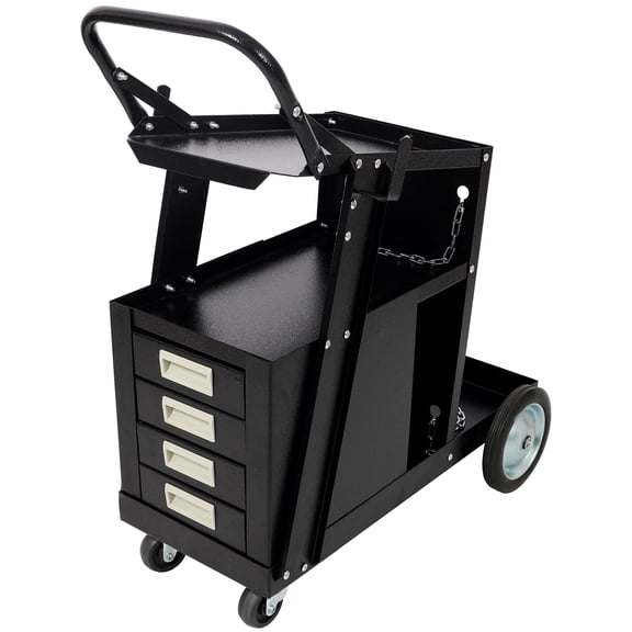 ARGUST Heavy Duty Welding Cart with 4 Drawers – Rolling Welder Cart for MIG/TIG/Plasma Cutter, 245 lbs Capacity, 360° Swivel Wheels & Cylinder Storage for Garage/Workshop