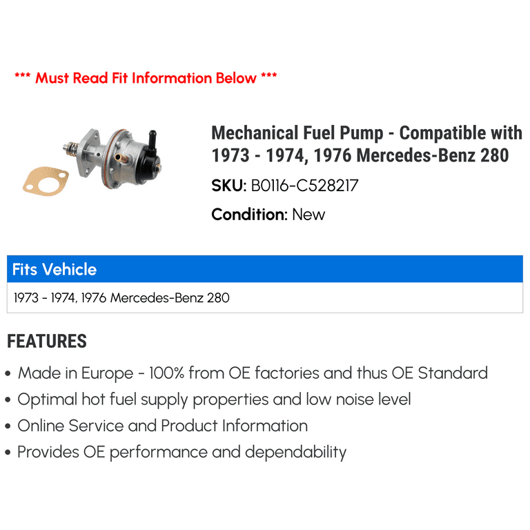 Mechanical Fuel Pump - Compatible with 1973 - 1974, 1976