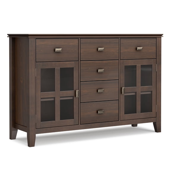 Simpli Home Artisan 60 inch Wide Solid Wood Transitional Sideboard Buffet in Natural Aged Brown