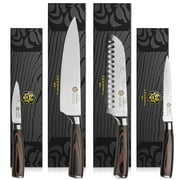 Kessaku 4 Knife Set - Samurai Series - High Carbon 7Cr17MoV Stainless Steel - 8-Inch Chef, 7-Inch Santoku, 5.5-Inch Utility, 3.5-Inch Paring