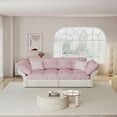 thumbnail image 5 of TICOZE 74.8 Inch Pink Velvet 3-in-1 Convertible Sleeper Tufted Sofa with 2 Pillows, Queen Size Pull Out Sofa Bed for Living Room and Guest Room, 5 of 9