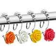 thumbnail image 7 of Rose Shower Curtain Hooks,12 Pcs Double Glide Shower Curtain Rings Stainless Steel Rustproof Decorative Shower Hook Ring with Resin Rose Flower for Bathroom Shower Rods, 7 of 7