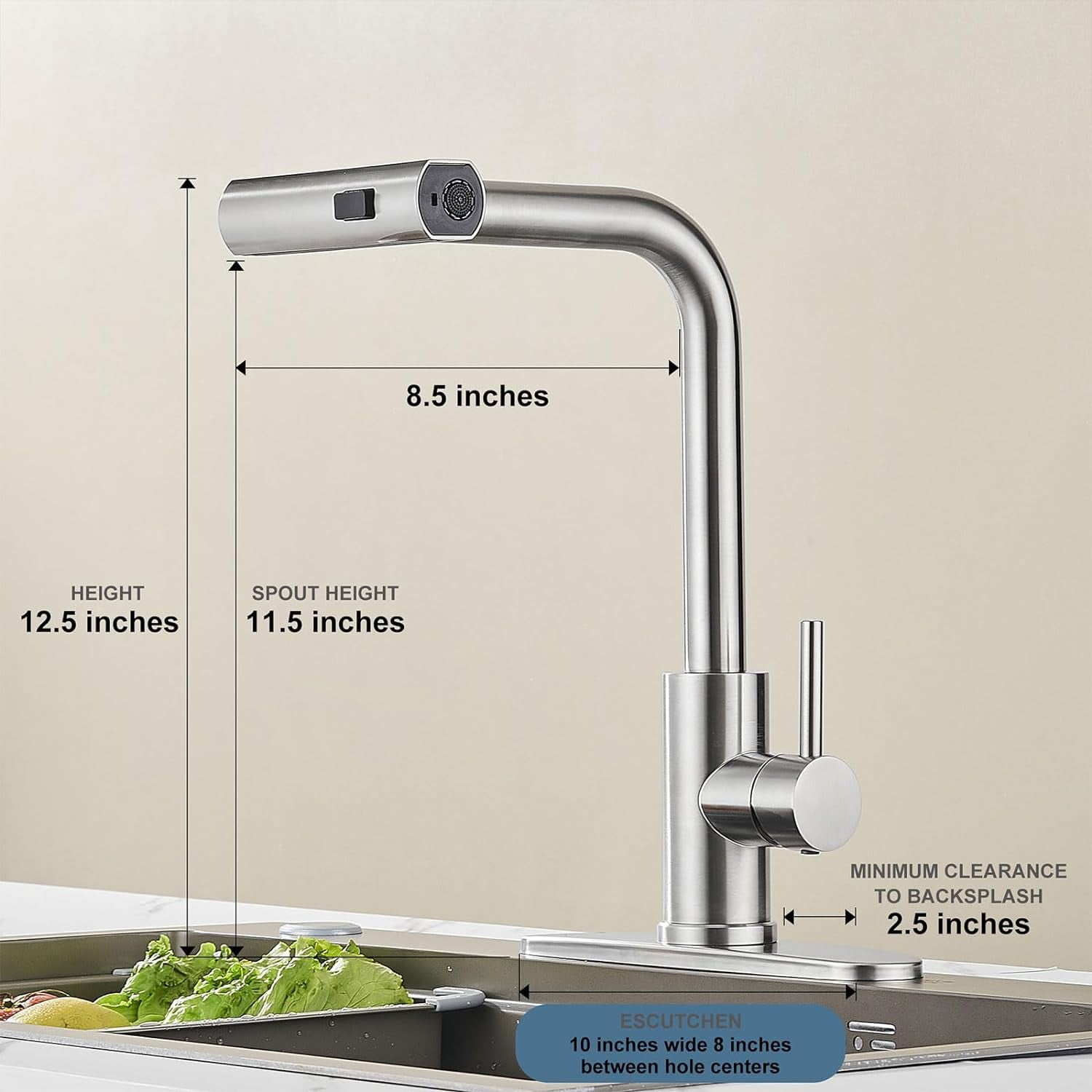 Kitchen Faucet with Pull Down Sprayer, Brushed Nickel Waterfall Touch Single Hole Handle Stainless Steel Kitchen Sink Faucets, Commercial Modern Faucets for Pull-Down Sprayer Kitchen Sinks