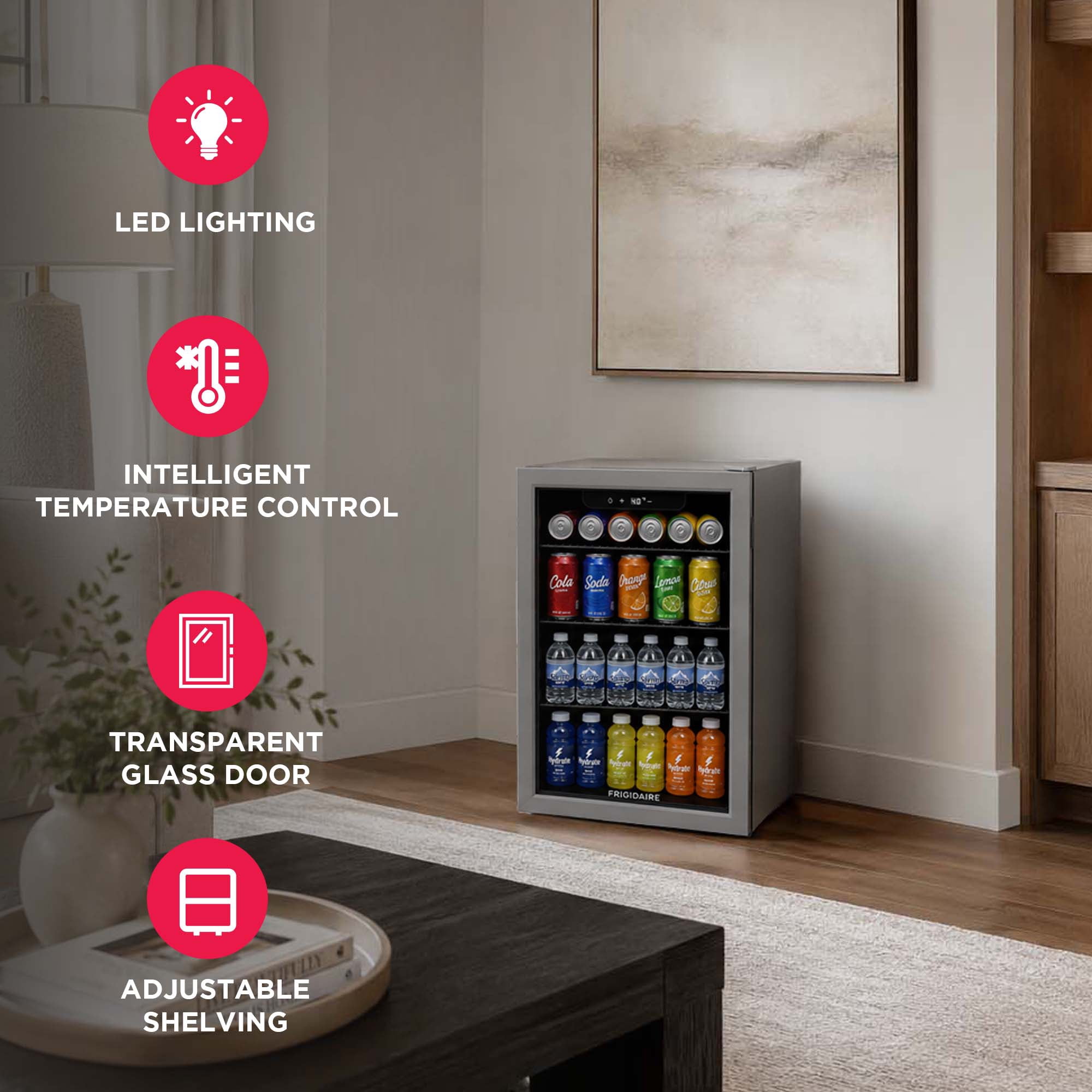 Frigidaire 88 Can or 25 Wine Bottle Beverage Center, 2.6 Cu. Ft. Refrigerator with Digital Control