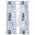 thumbnail image 2 of Pink Floral Blue Semi Sheer Curtains 84 Inch Length 2 Panels Set, Farmhouse Botanical Vintage Leaves Sheer Kitchen Curtain Privacy Voile Window Curtain for Living Room Bedroom Rod Pocket Drapes, 2 of 7