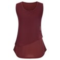 thumbnail image 5 of Usmixi Womens Tank Tops Mesh Patchwork Fashion Going out Lightweight Tunic Vest Shirts Summer Trendy Solid Scoop Neck Sleeveless Shirts Blouse Wine l, 5 of 7