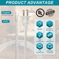 thumbnail image 3 of Uxcell 6 Feet Lamp Cord, SPT-2 18AWG UL Listed Power Wire 5 Pack Clear Lamp Cords Replacement, 3 of 7