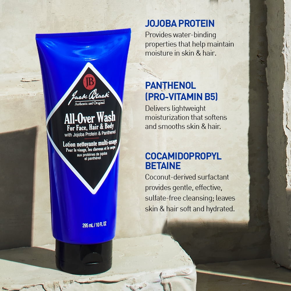 Jack Black All-Over Wash for Face, Hair & Body, 10 fl oz
