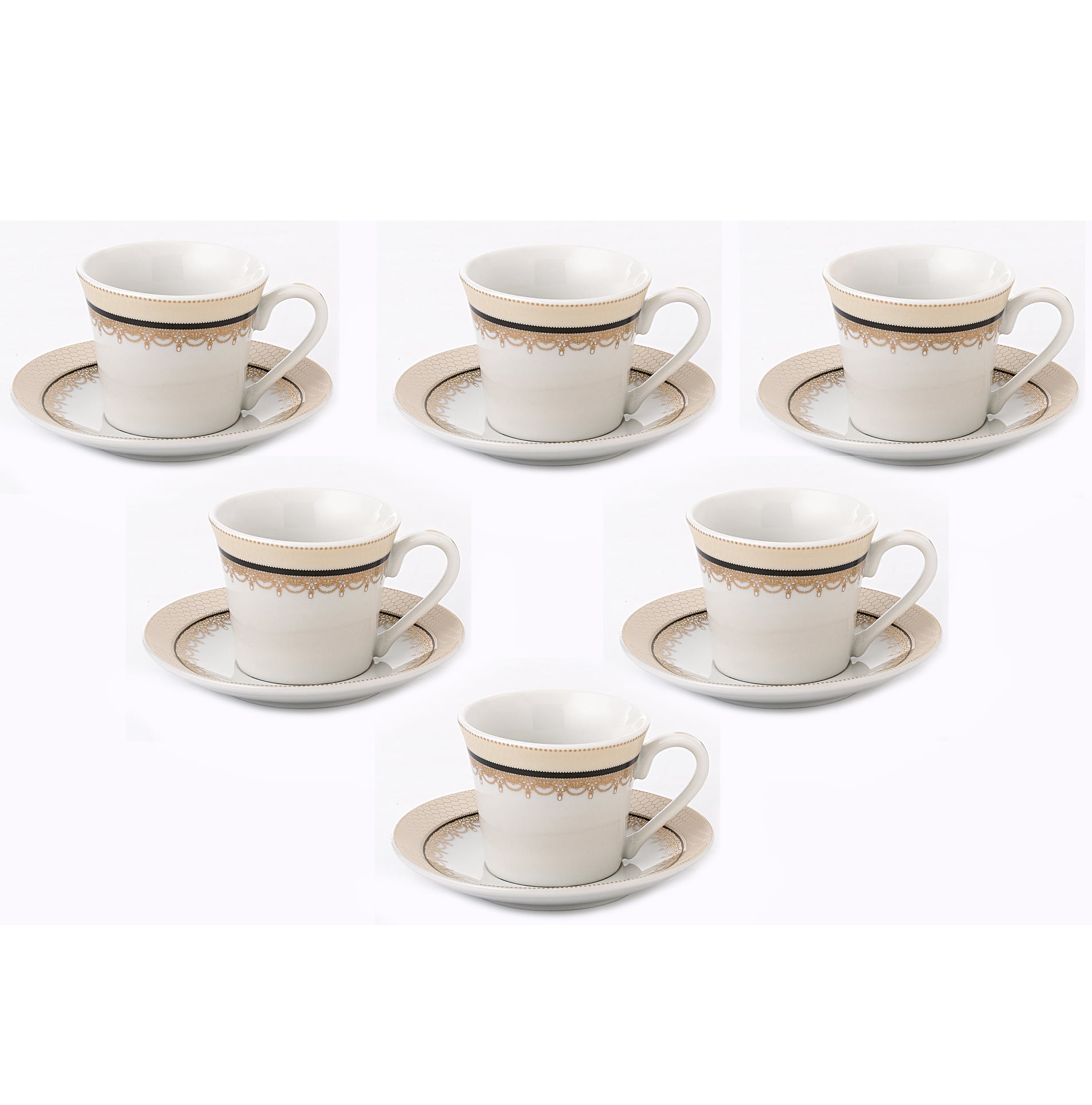 Unknown, Dining, Adorable 2 Tone Funny Faces Espresso Cups Saucers Set Of  6