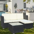 thumbnail image 5 of 3 Piece Patio Furniture Set,All-Weather Outdoor Sectional Sofa Set,Patio Conversation Set with Table & Cushions for Patio Deck Garden Poolside Yard,Beige, 5 of 13