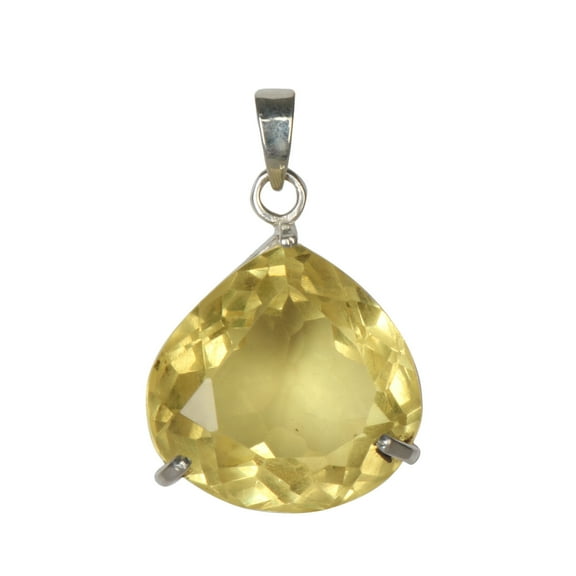 GEMHUB 33.5 Ct. Pear Cut Yellow Citrine Gemstone Pendant Yellow Stone 925 Silver Pendant Faceted Jewelry Yellow Gemstone Citrine Pendant Without Chain Yellow Birthstone Pendant Women Crystal Pendant