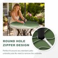 thumbnail image 4 of Round Outdoor Tablecloth with Umbrella Hole and Zipper, Green Ocean Waves Tablecloth with Elastic Waterproof, Chic Rustic Abstract Ombre Stripes Art Patio Table Covers for 45" - 54" Pool Tables, 4 of 9