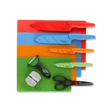 Ozeri Elite Chef 15-Piece Stainless Steel Knife & Cutting Mat Set, in