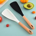 thumbnail image 3 of Fmxomd Cooking Spoon for Non-stick Cookwares, 1Pack Spatula&nbsp;Great for Cooking and Serving Sturdy BPA-Free Silicone, Wood Handle Spoon for Mixing, Scoop, and Scrape (White, 12 inch), 3 of 8