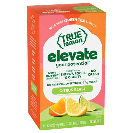 True Lemon Elevate Your Potential Citrus Blast Flavored Powder, 10 Ct. Drink Mix Packets