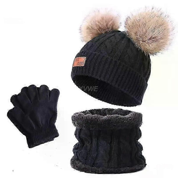 Hat Set Soft Material Non Fading Gloves Hat Scarves Suitable For Baby Skin Odorless Warm Baby Hats Skullcap Childrens Hats