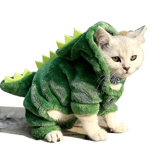Ropa para gatos, disfraz de dinosaurio divertido de invierno, abrigo cálido de felpa para perros y gatos, sudaderas con capucha de lana, suéter, ropa para gatitos - XS -dontodent Kuyhfg Sin marca