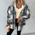thumbnail image 5 of Guieoi Plus Size Jackets for Women Women's Casual Fashion Plaid Flannel Hooded Long Sleeve Buttoned Hooded Thick Sweatshirt Coat Fleece Top Gray, 5 of 7