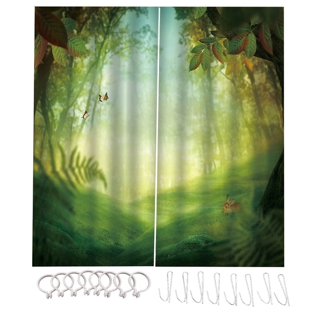 Cortina de ducha Lavable Paisaje natural Planta Cuadrito Sala de estar Cortinas de bañera con gancho para decoración L Tipo 1 2 piezas Noticed HA010903-05