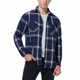 thumbnail image 1 of Camisa de flanela xadrez casual masculina, manga comprida, diseño de bolso duplo no peito, botão impresso, nova moda, 1 of 5