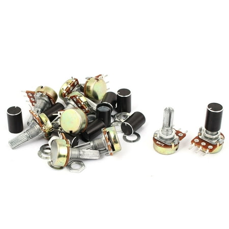 Unique Bargains 10pcs B100K Shaft 20mm 3 Terminal Single Linear Potentiometer Pot 100K