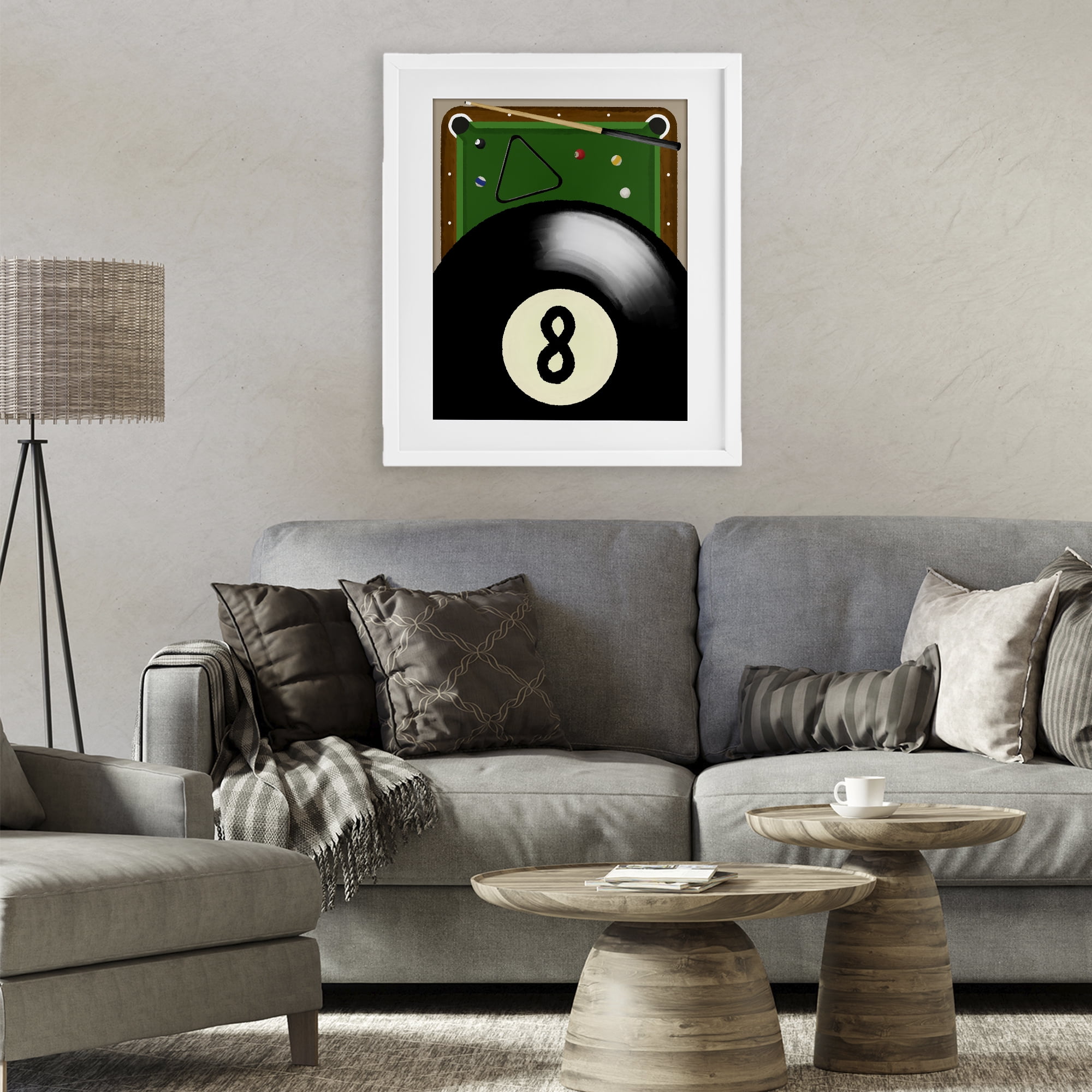 Stupell Industries Billiard Table & Balls White Framed Print Under Glass, design by Jennifer Stith