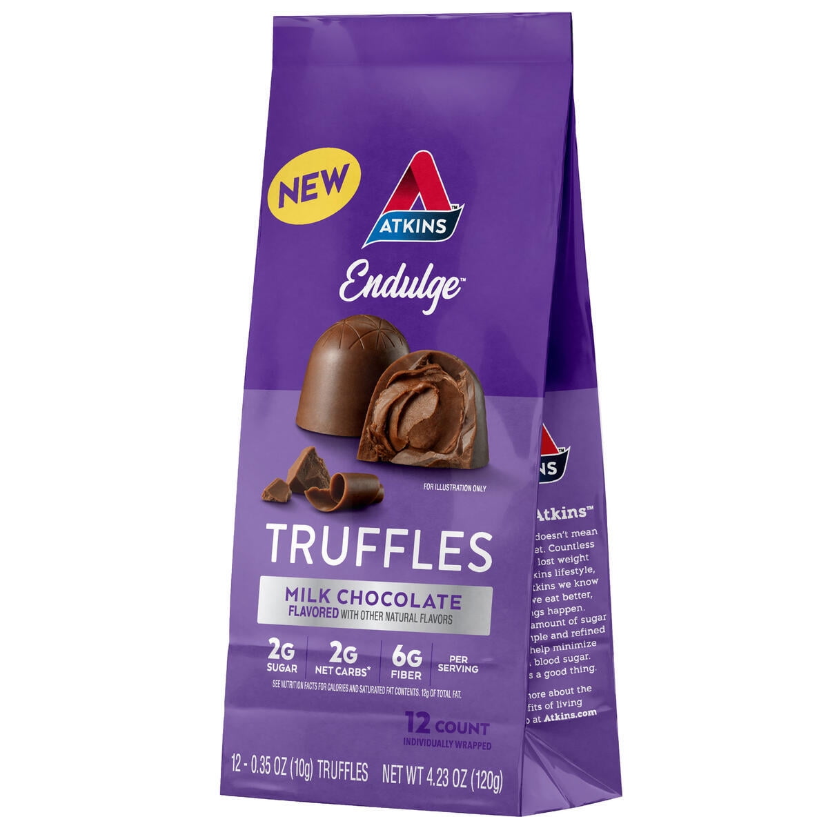(3 pack) Atkins Endulge Treats, Milk Chocolate Truffles, Low Sugar, Low Carb, Keto-friendly, 12 Count (4pk)