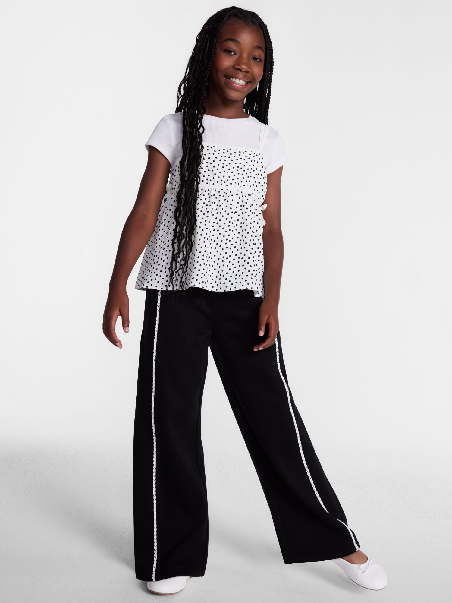 Wonder Nation Girls Twofer Top with Short Sleeves, Sizes 4-18 & Plus