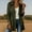 Army Green, variant on Trench Coat for Women Button Down Long Sleeve Windproof Jacket Baggy Casual Smocked Waist Overcoat with Pocket S-XXL