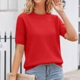 thumbnail image 4 of Womens Tops Crewneck Short Sleeve Sweater Pullover Knit Shirt Spring Outfits for Women 2026 Red S, 4 of 5